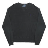 POLO RALPH LAUREN Mens Black Plain Cotton Crew Neck Basic Knit Jumper L