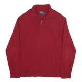POLO RALPH LAUREN Mens Red Plain Jumper Crew Neck Basic Knit M Cotton Casual