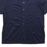BAROLLO Womens Navy Blue Shirt S Short Sleeve Button Front Casual