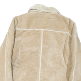 WILSON Womens Beige Leather Button Jacket L Soft Shearling Style Outerwear