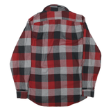 EDDIE BAUER Mens Red Black Grey Check Shirt S Classic Fit Cotton Casual