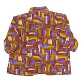 Womens Red Yellow Purple Abstract Print Shirt Long Sleeve Collared XL Button Up