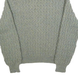 Womens Grey Patterned Jumper Crew Neck Cable Knit XL Classic Style Winter