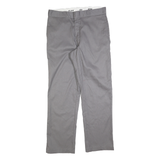 DICKIES Mens Cotton Blend Grey Regular Straight Trousers W36 L34 Comfortable
