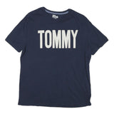 HILFIGER DENIM Mens Navy Blue Cotton Blend T-Shirt M Short Sleeve Crew Neck