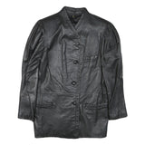 Womens Black Leather Button Jacket XS Plain Stylish Classic Fit Soft