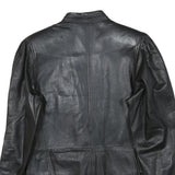 Womens Black Leather Button Jacket XS Plain Stylish Classic Fit Soft