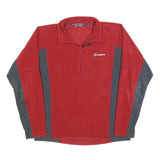 BERGHAUS Mens Red & Grey Polyester Pullover Plain 1/4 Zip Jumper S Outdoor