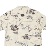 Mens Beige Hawaiian Isles Print Cotton Blend Short Sleeve Shirt L Summer Casual