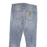 CARHARTT Mens Slim Jeans Light Blue Denim W30 L26 Zip Closure Casual Wear