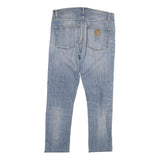 CARHARTT Mens Slim Jeans Light Blue Denim W30 L26 Zip Closure Casual Wear