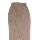 Womens Regular Fit Beige Checked Cotton Blend Trousers W22 L25 Zip Closure