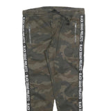 BLACK SQUAD Mens Cotton Blend Green Camouflage Slim Tapered Trousers W34 L30