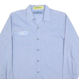 CINTAS Mens Blue Cotton Blend Work Shirt L Button Front Pocket Long Sleeve