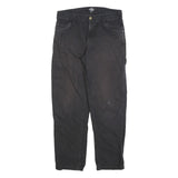DICKIES Mens Cotton Blend Black Regular Straight Trousers W30 L28 Workwear Zip