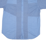 MENS COWBOY Mens Blue Striped Shirt XL Cotton Blend Short Sleeve Button Relaxed