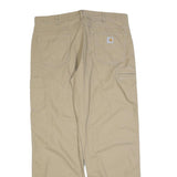 CARHARTT Mens Loose Beige Cotton Blend Zip Trousers W38 L34 Workwear Casual