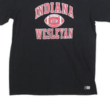 RUSSELL ATHLETIC Mens Black Indiana Wesleyan Graphic T-Shirt M Crew Neck Short