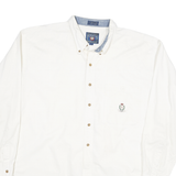 CHAPS Mens White Shirt XL Cotton Blend Button Down Crest Embroidered Pocket