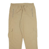 GREENVILLAGE Womens Beige Viscose Blend Regular Drawstring Cargo Trousers W32