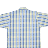 Mens Blue & Yellow Check Cotton Blend Short Sleeve Shirt S Casual Summer Wear