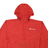 CHAMPION Mens Red Nylon Hooded Zip Jacket L Lightweight Sportswear