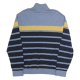 NAUTICA Mens Blue & Yellow Patterned Cotton Pullover 1/4 Zip Jumper XL Striped