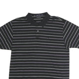 NAUTICA Mens Black & Grey Stripe Short Sleeve Cotton Polo Shirt L Classic Fit