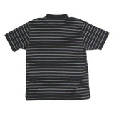 NAUTICA Mens Black & Grey Stripe Short Sleeve Cotton Polo Shirt L Classic Fit