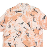 Womens Cream & Orange Print Short Sleeve Collared Cotton Blend Shirt UK 16