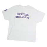 HANES Mens Grey Rockford University Cotton T-Shirt XL Short Sleeve Crew Neck