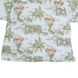 OSPORT Womens White Printed Shirt Short Sleeve Collared Button L Cotton Blend