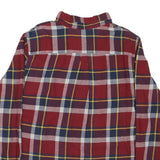 CHAPS Mens Red & Navy Plaid Shirt L Cotton Blend Button Down Casual