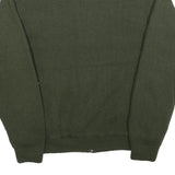 LAGO Mens Green & Brown Zip Up Knitted Jacket L Polyester Blend Quilted Patches