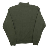 LAGO Mens Green & Brown Zip Up Knitted Jacket L Polyester Blend Quilted Patches