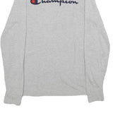 CHAMPION Mens Grey Long Sleeve Crew Neck T-Shirt S Cotton Logo Sweatshirt