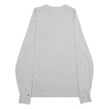 CHAMPION Mens Grey Long Sleeve Crew Neck T-Shirt S Cotton Logo Sweatshirt