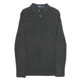 POLO RALPH LAUREN Mens Black Long Sleeve Plain Polo Shirt S Cotton Blend