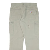 CARHARTT Mens Cotton Blend Beige Relaxed Straight Trousers W34 L32 Workwear