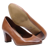 TAMARIS Court Heels Brown Leather Womens UK 4