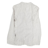 TOMMY HILFIGER Womens White & Grey Stripe Blazer Cotton Jacket M Tailored