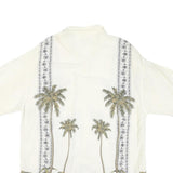 PIERRE CARDIN Mens Cream Rayon Short Sleeve Shirt L Palm Tree Print Tropical