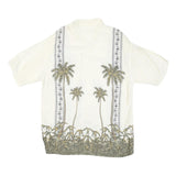 PIERRE CARDIN Mens Cream Rayon Short Sleeve Shirt L Palm Tree Print Tropical