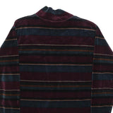 Mens Burgundy & Blue Striped Sweatshirt M Mock Neck Polyester Blend Casual