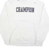CHAMPION Mens White Hoodie 2XL Cotton Blend Pullover Printed Logo