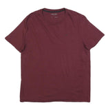 CALVIN KLEIN Mens Maroon Cotton Blend T-Shirt L Short Sleeve Crew Neck Classic