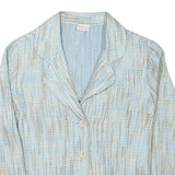 DELLA CITTA Womens Blue Beige Cotton Blend Button Jacket L Woven Classic