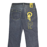GOI GOI Mens Regular Fit Denim Jeans Blue W33 L30 Yellow Print Pockets Zip