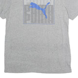 PUMA Mens Grey Blue Graphic T-Shirt M Short Sleeve Crew Neck Logo Cotton