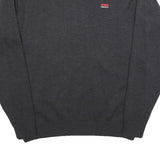 Mens Black Velvet Plain V-Neck Basic Knit Jumper XL Soft Lightweight Stylish